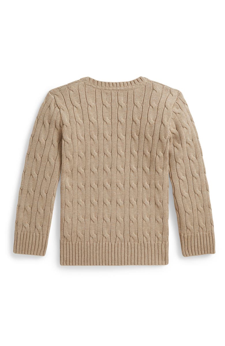 Polo Ralph Lauren Kids' Cable Stitch Combed Cotton Sweater, Alternate, color, Tan Heather