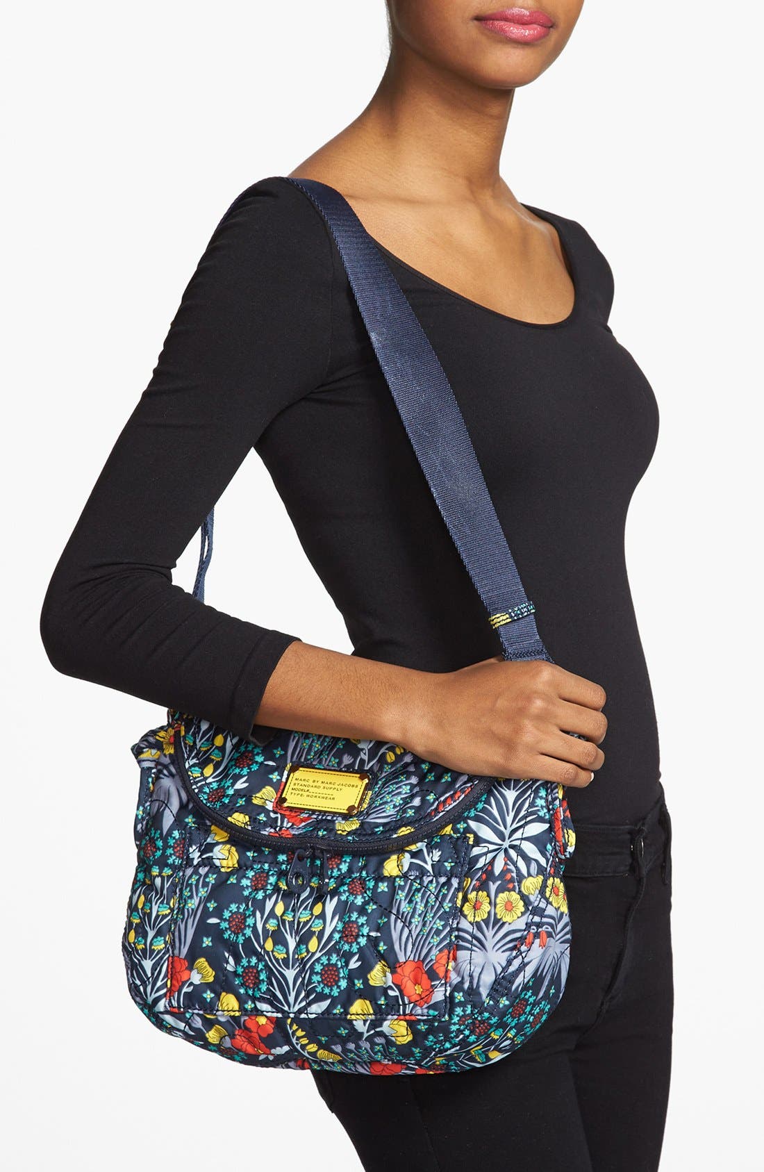 MARC BY MARC JACOBS 'Natasha' Logo Letter Quilted Crossbody Bag, Alternate, color, BLACK IRIS MULTI