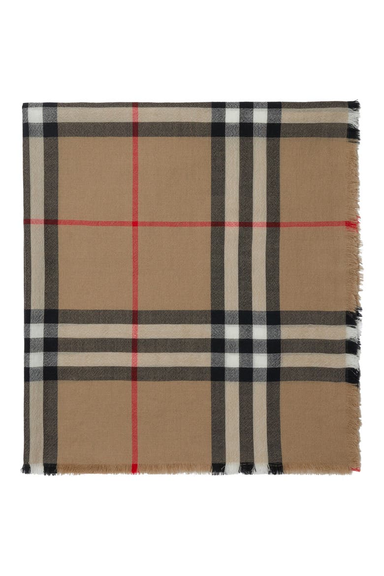 Giant Check Wool Fringe Scarf, Alternate, color, ARCHIVE BEIGE