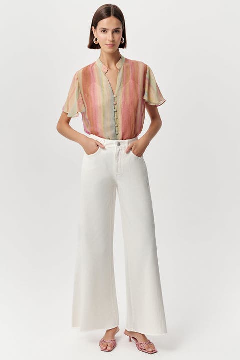 Savanah High Waist Wide Leg Denim Trousers