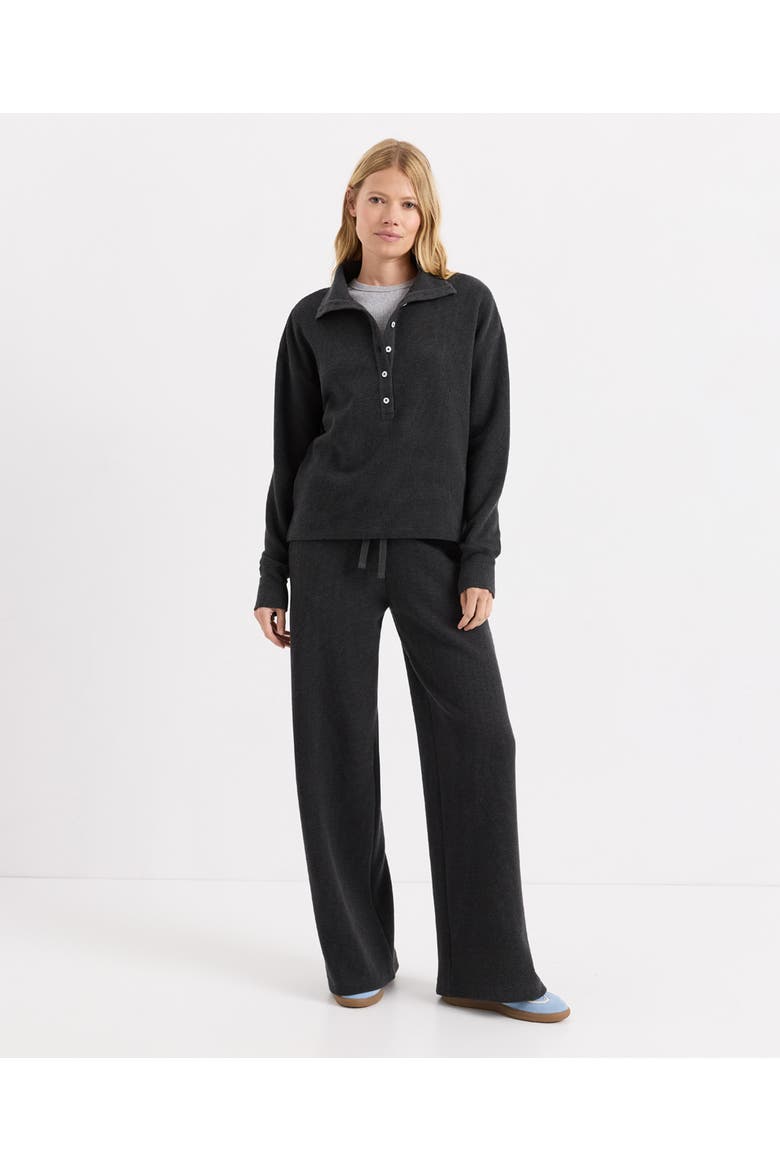 Organic Cotton Luxe Waffle Henley, Alternate, color, Dark Charcoal Heather