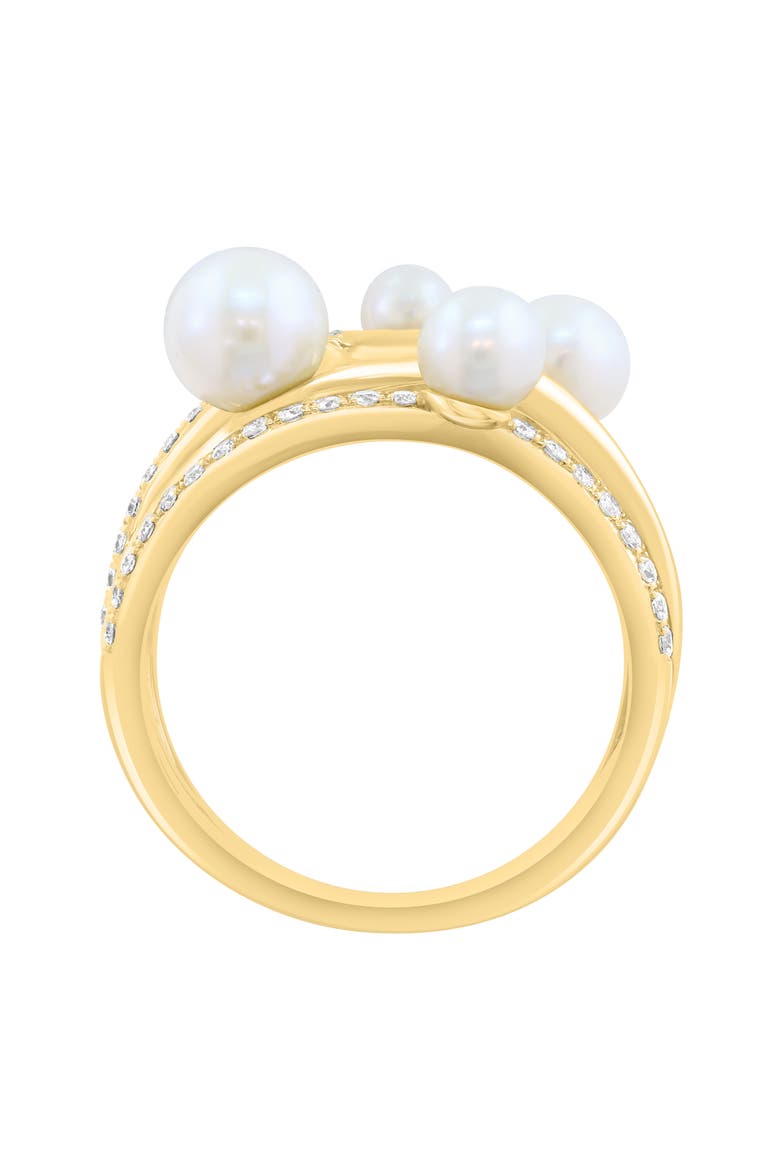 Freshwater Pearl & Diamond Crisscrossing Band Ring, Alternate, color, WHITE