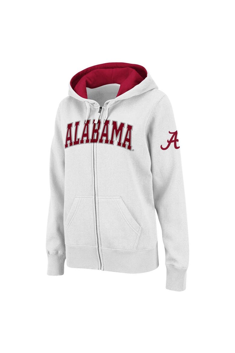 Women's Stadium Athletic White Alabama Crimson Tide Arched Name Full-Zip Hoodie, Main, color, White