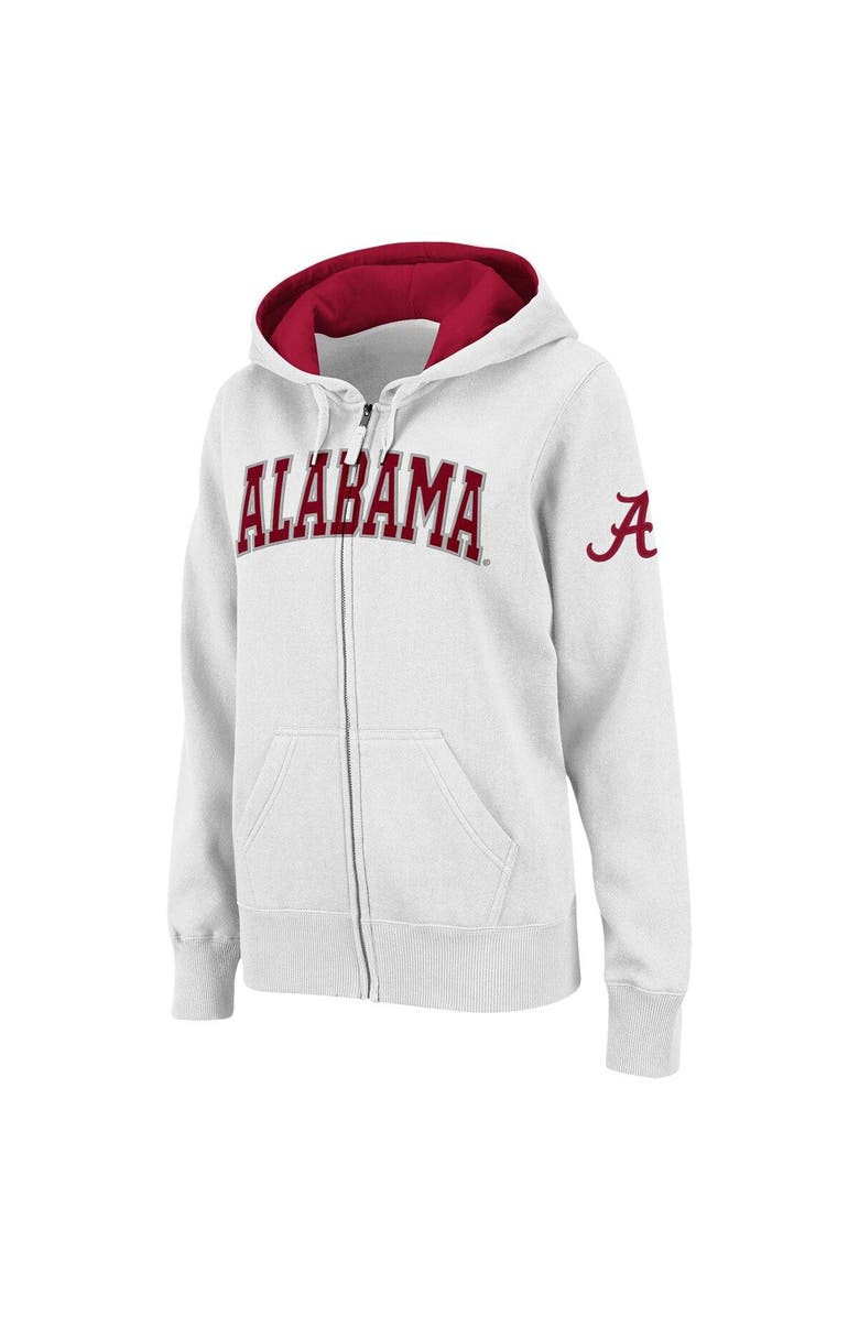 COLOSSEUM Women's Stadium Athletic White Alabama Crimson Tide Arched Name Full-Zip Hoodie, Main, color, White