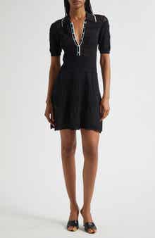 L'AGENCE Dakoa Mixed Stitch Fit & Flare Knit Dress