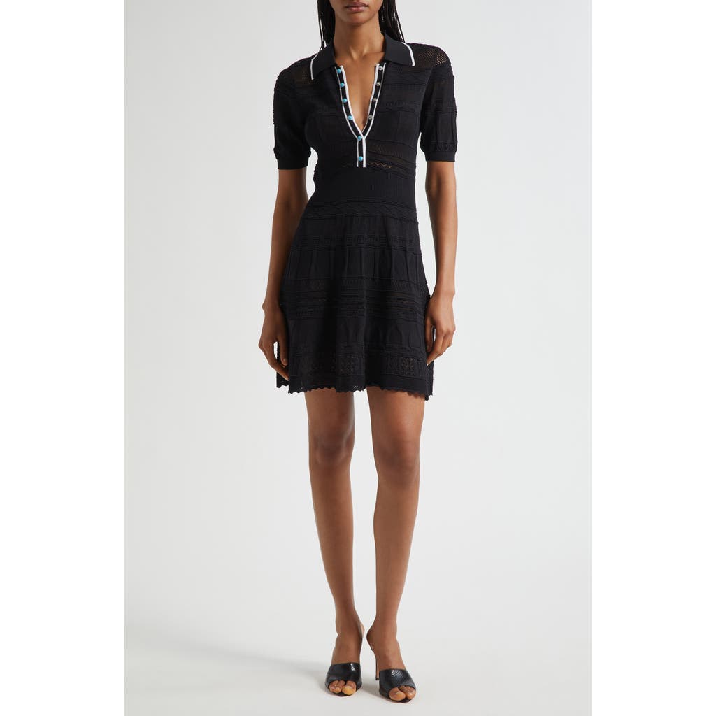 L'agence Dakoa Collared Flare Mini Dress In Black