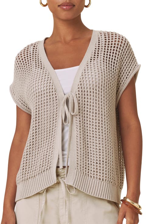 Simona Tie Front Short Sleeve Cardigan
