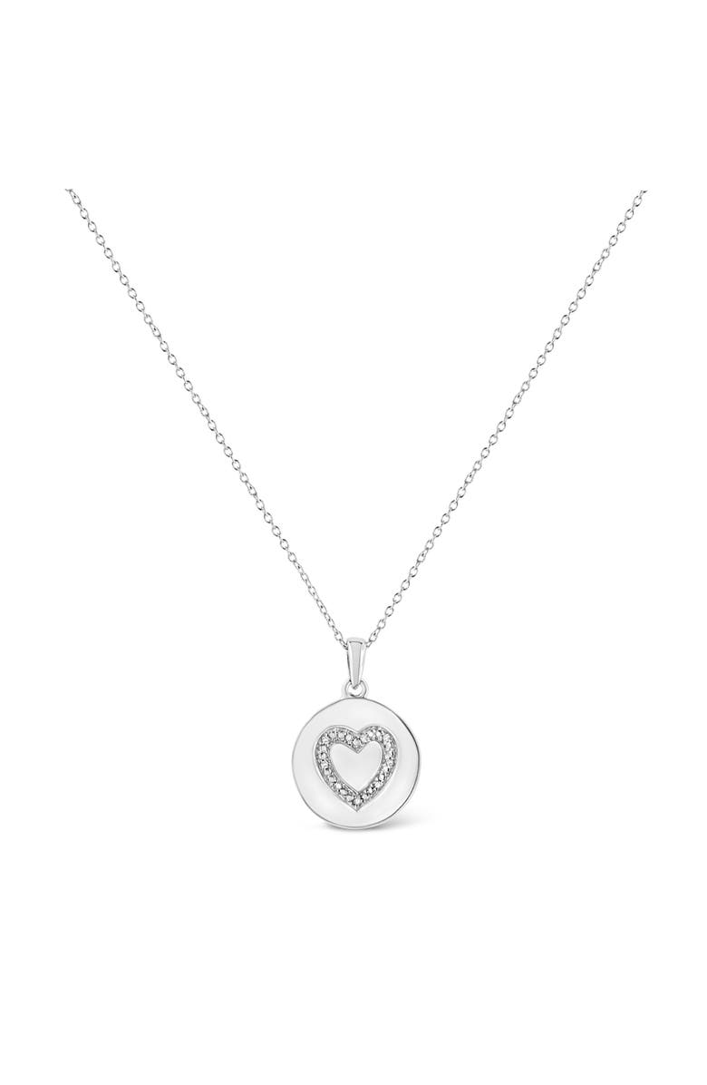 Haus of Brilliance .925 Sterling Silver Prong-Set Diamond Accent Heart Emblemed Pendant Necklace, Alternate, color, White