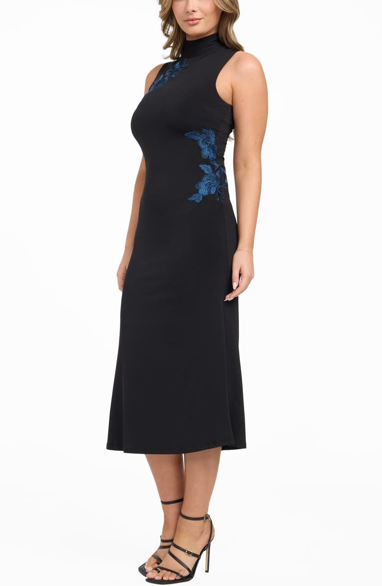 GUESS McKenzie Sleeveless Mock Neck Midi Dress, Alternate, color, Jblack-Black