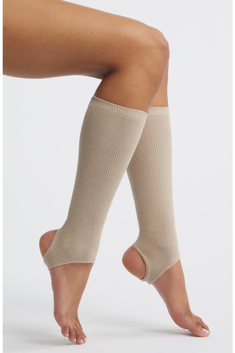 Marnie Cotton Blend Rib Stirrup Socks, Main, color, KHAKI