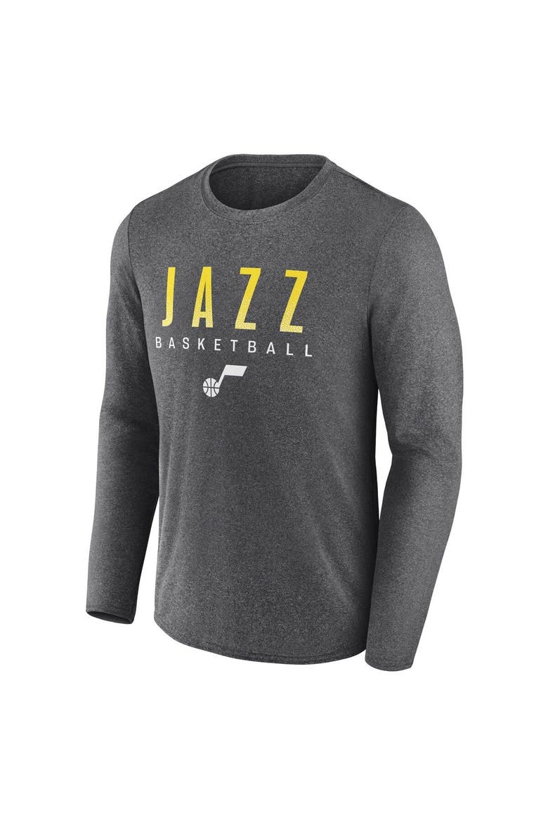 Men's Fanatics Branded Heather Charcoal Utah Jazz Where Legends Play Iconic Practice Long Sleeve T-Shirt, Alternate, color, Heather Charcoal