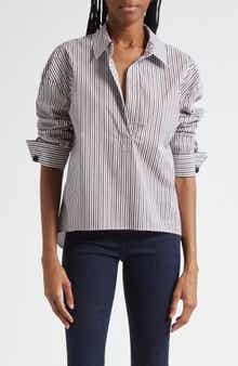 Veronica Beard Draymond Stripe Stretch Cotton Blend Shirt