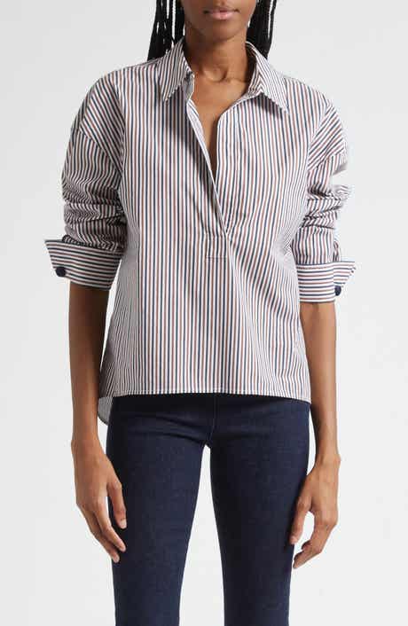 Veronica Beard Draymond Stripe Stretch Cotton Blend Shirt