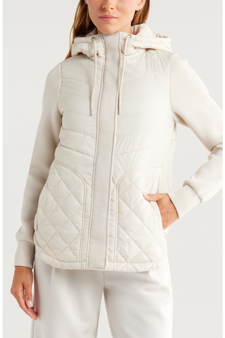 Hybrid Quilted Knit Hooded Jacket, Alternate, color, GREY MOONBEAM