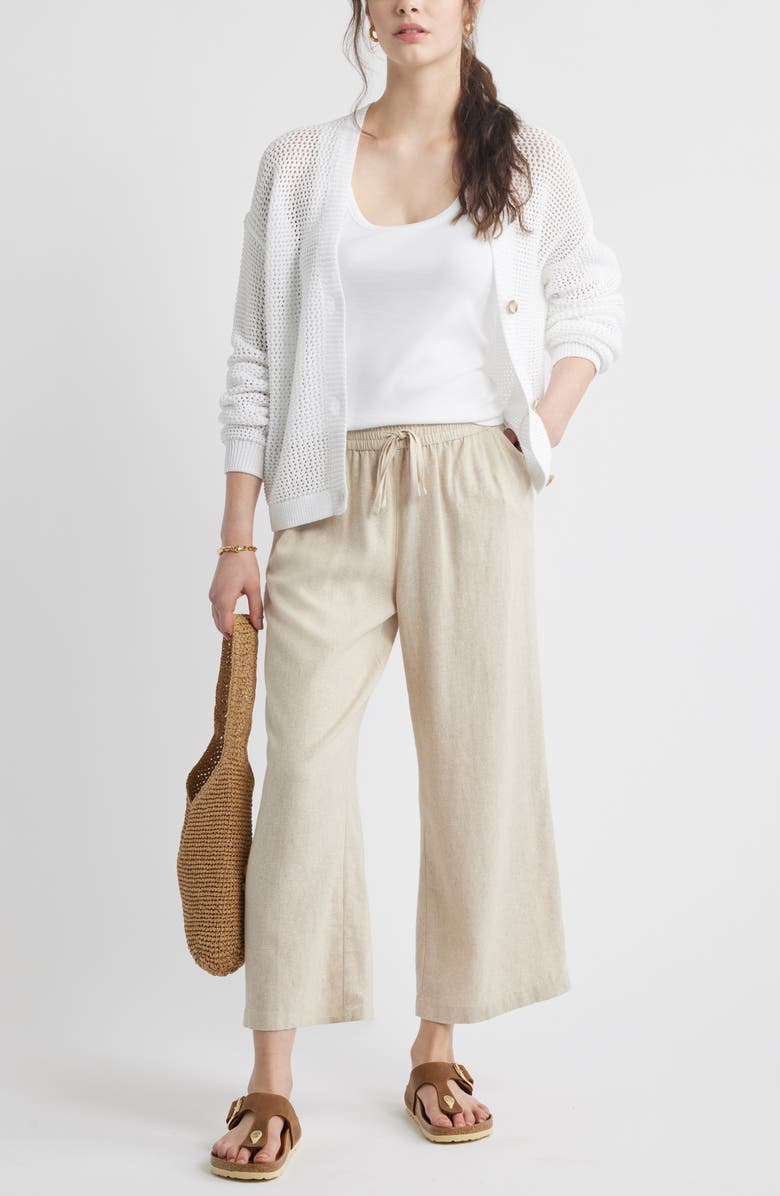 Caslon<sup>®</sup> Open Stitch Cotton Cardigan, Alternate, color, White