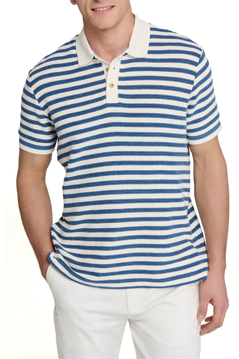 Slim Fit Short Sleeve Stripe Polo, Main, color, BLUE