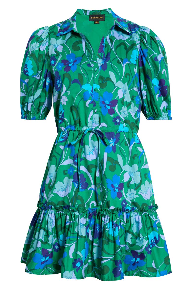 Jaidy Floral Cotton Shirtdress, Alternate, color, KELLY-BLUES-MUL