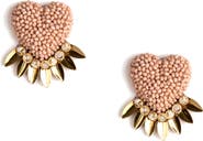 Deepa Gurnani Danika Beaded Fringe Heart Stud Earrings