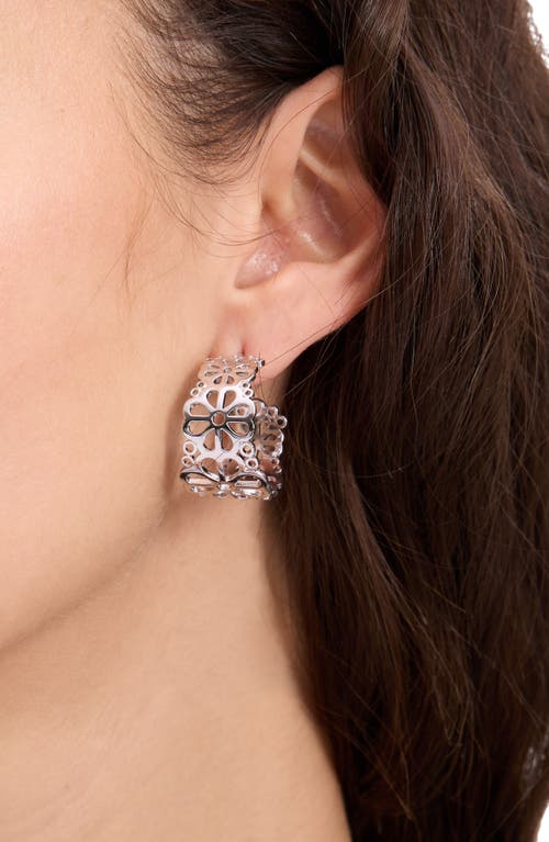 Kate Spade New York Spade Flower Lace Hoop Earrings In Silver
