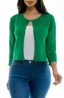 Nina Leonard Sheer Stripe Knit Bolero