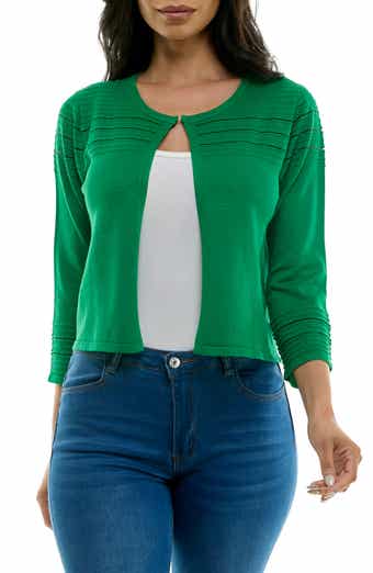 Nina Leonard Sheer Stripe Knit Bolero