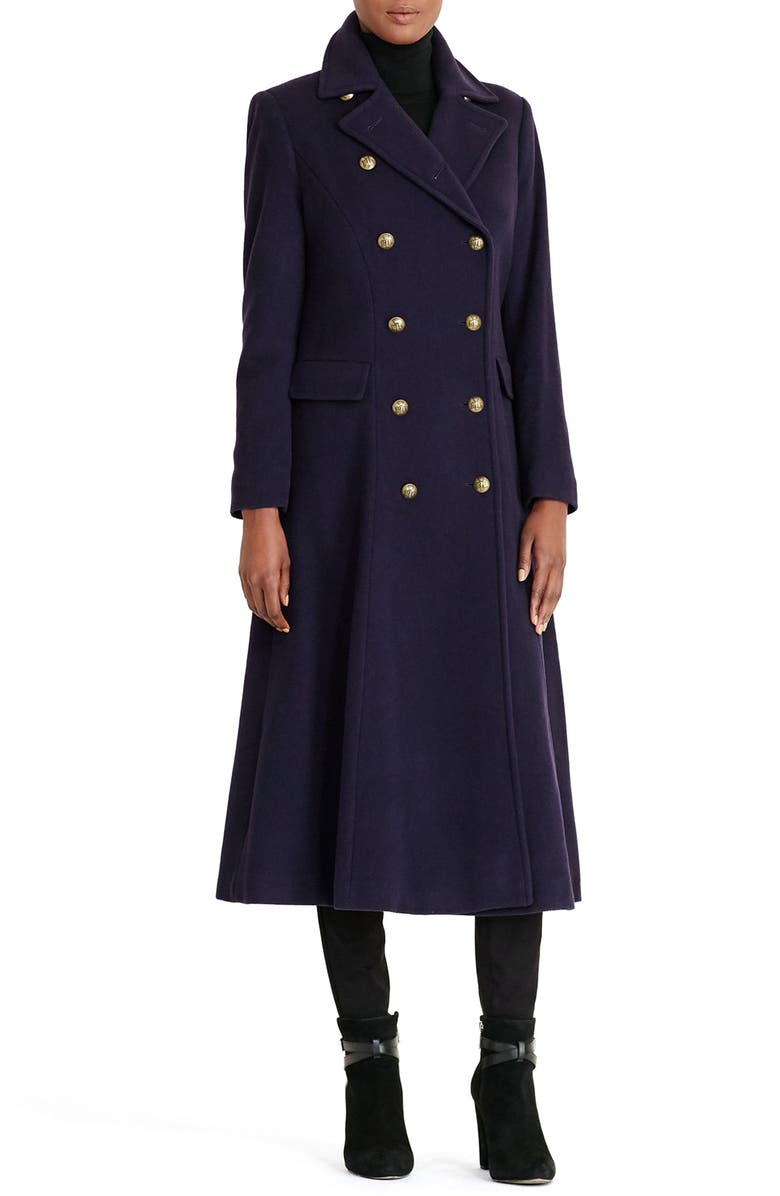 Lauren Ralph Lauren Double Breasted Military Maxi Coat, Main, color, 