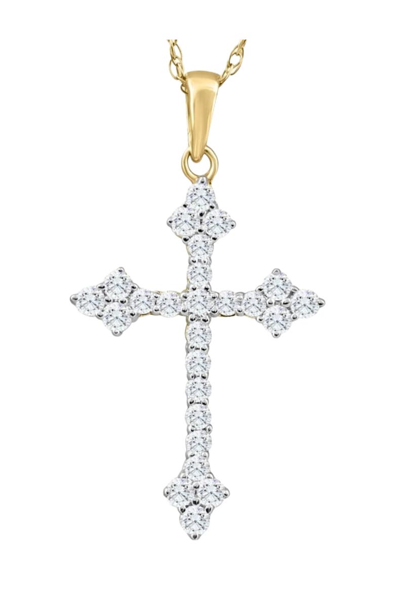 Bliss Diamond 1/3Ct Diamond Cross Pendant 10k Gold Lab Grown Women's Necklace 1" Tall, Main, color, 