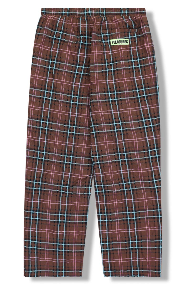 PLEASURES x Boiler Room Practice Plaid Track Pants, Alternate, color, Brown