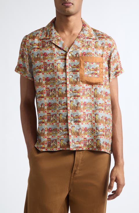 Cowboy Comic Silk Camp Shirt