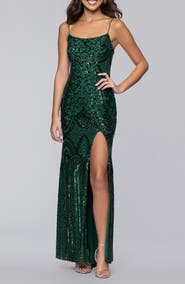 Blondie Nites Sequin Scroll Detail Body-Con Gown