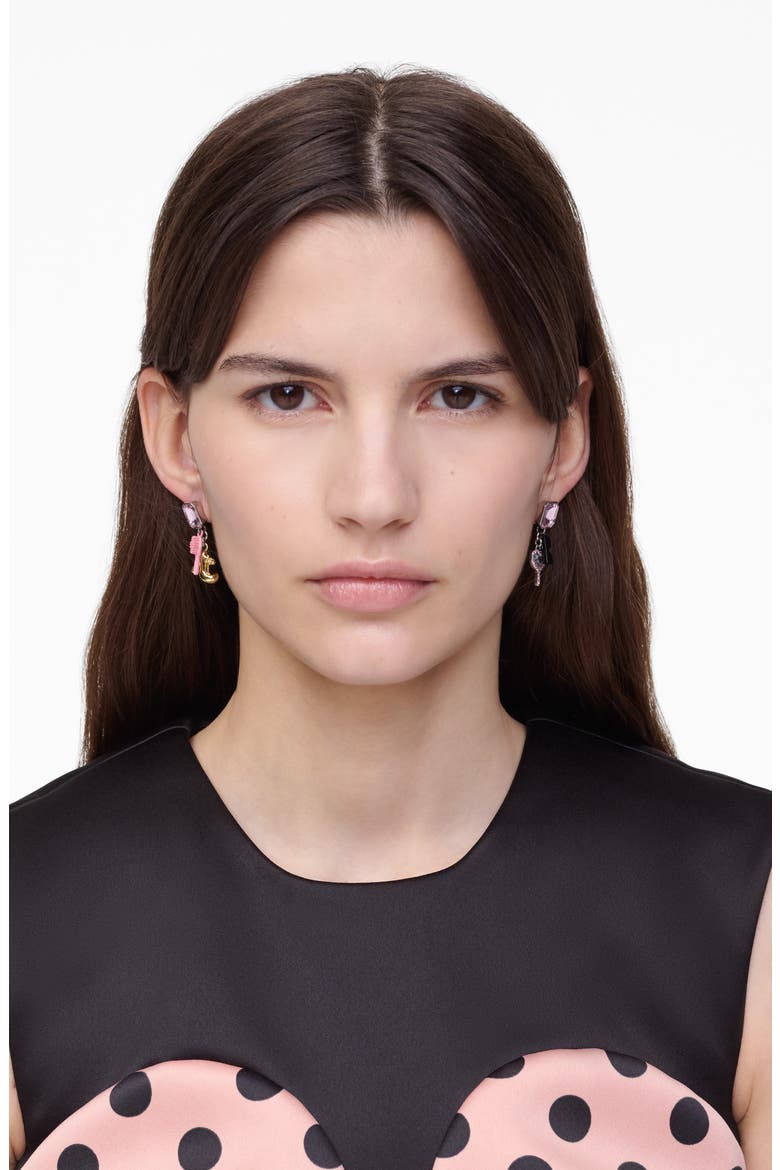 Dollhouse Charm Drop Earrings, Alternate, color, SILVER/ MULTI
