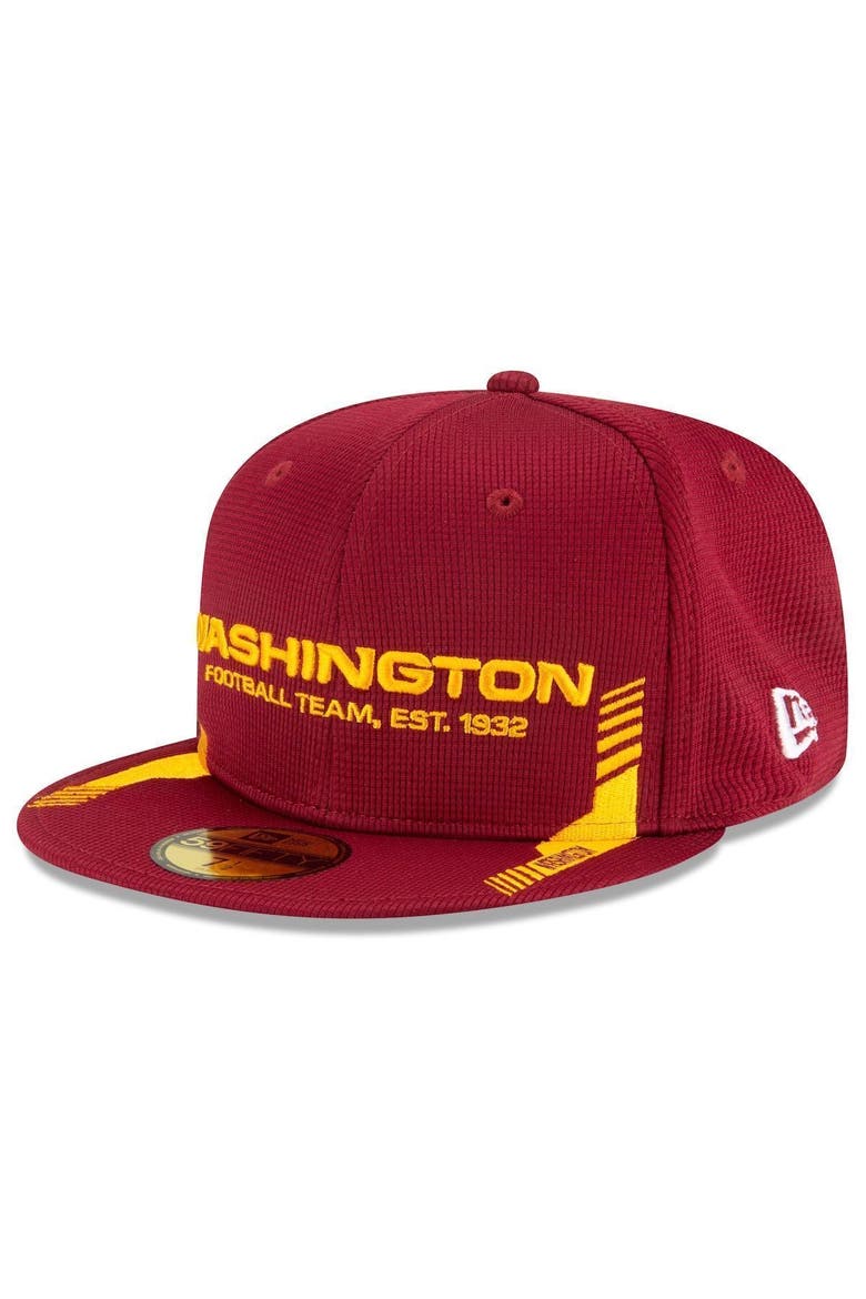Men's New Era Burgundy Washington Football Team 2021 NFL Sideline Home 59FIFTY Fitted Hat, Main, color, Burgundy