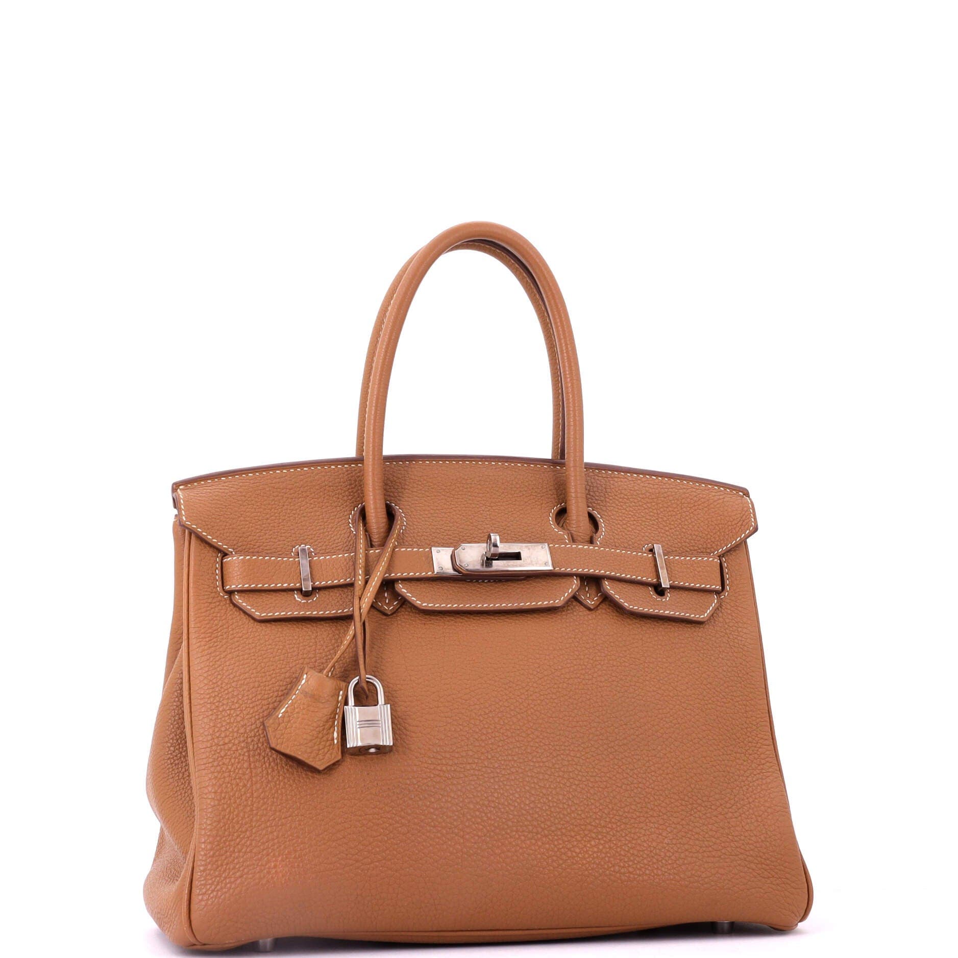 Pre-Owned Hermes Birkin Handbag Brown Togo with Palladium Hardware 30, Alternate, color, Gold