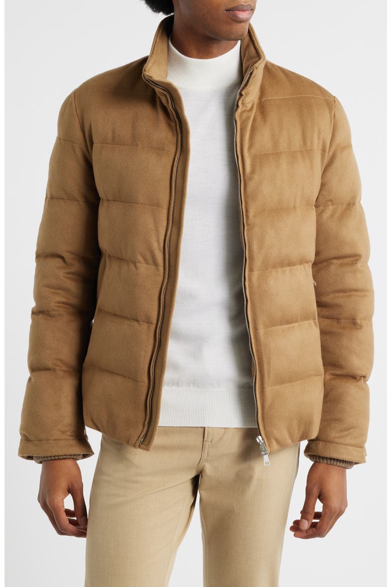 Water Resistant Quilted Wool Puffer Jacket, Main, color, CARAMEL