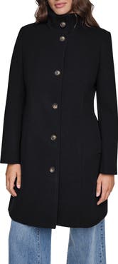 DKNY Stand Collar Faux Wool Coat