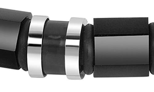 Geoffrey Beene Stainless Steel Ornaments Leather Bracelet