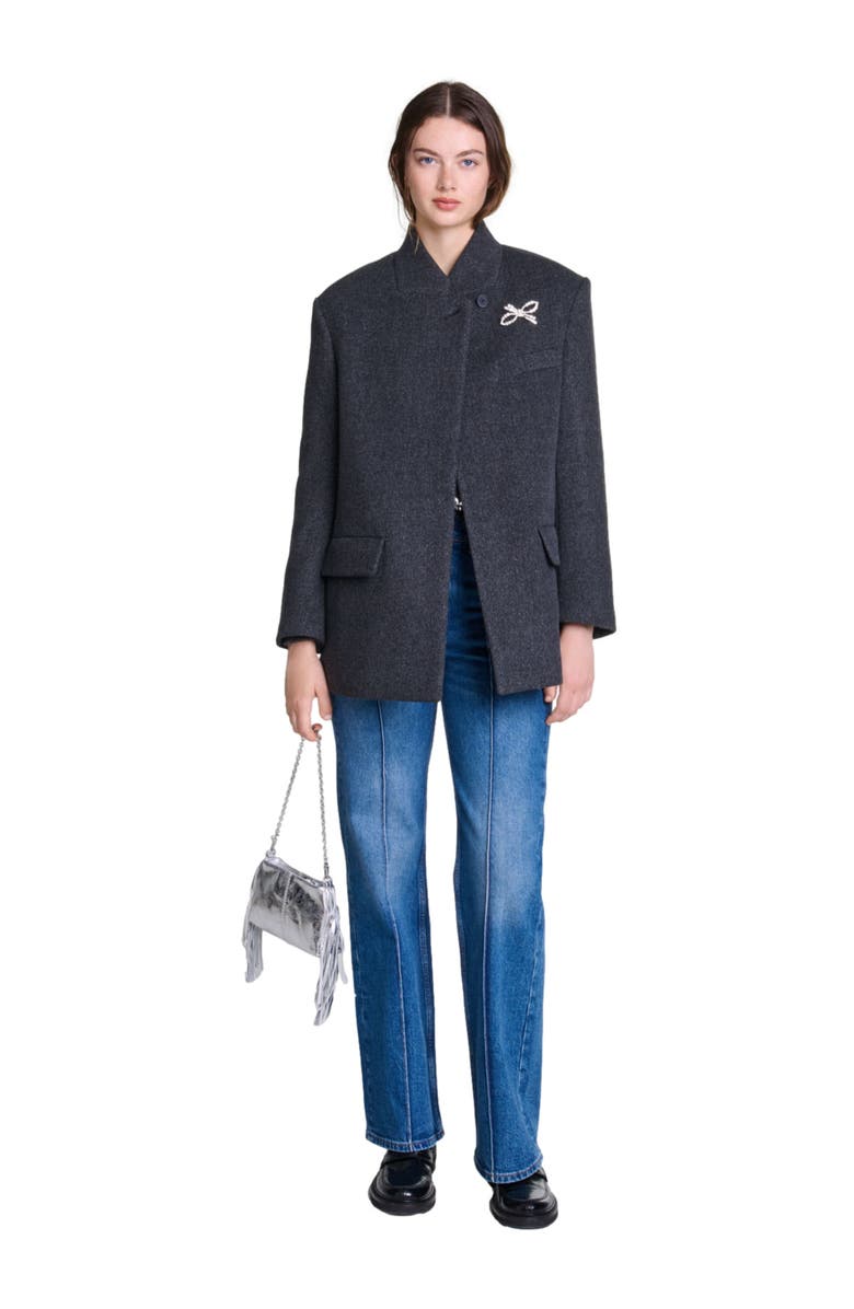 maje Cropped wool coat, Main, color,