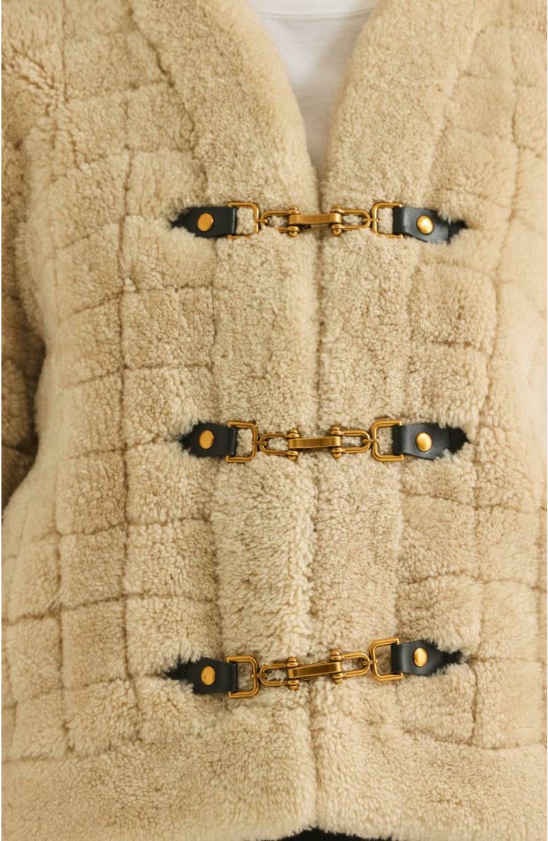 Rebecca Taylor Quilted Stitch Shearling Jacket, Alternate, color,