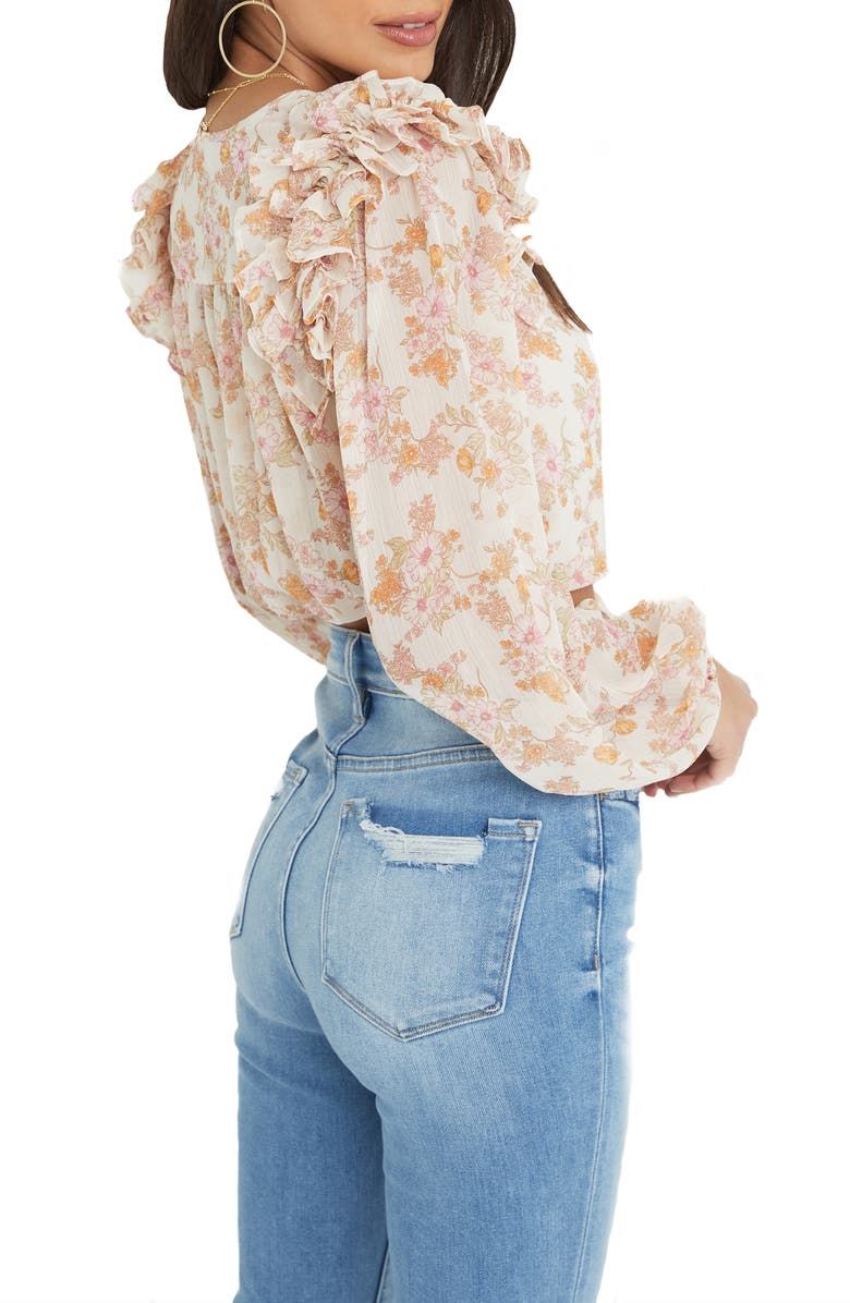 VICI Collection Ruffle Crop Chiffon Wrap Blouse, Alternate, color, 