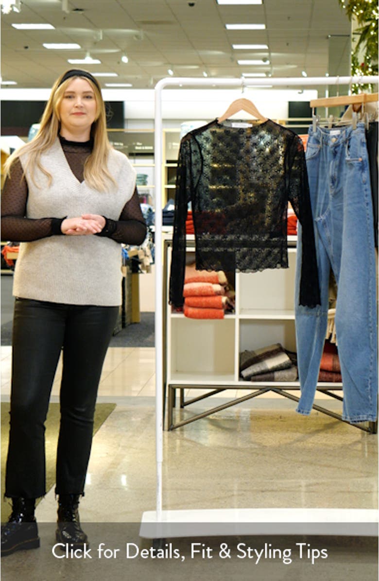 Bow Long Sleeve Sheer Mesh Top, sales video thumbnail