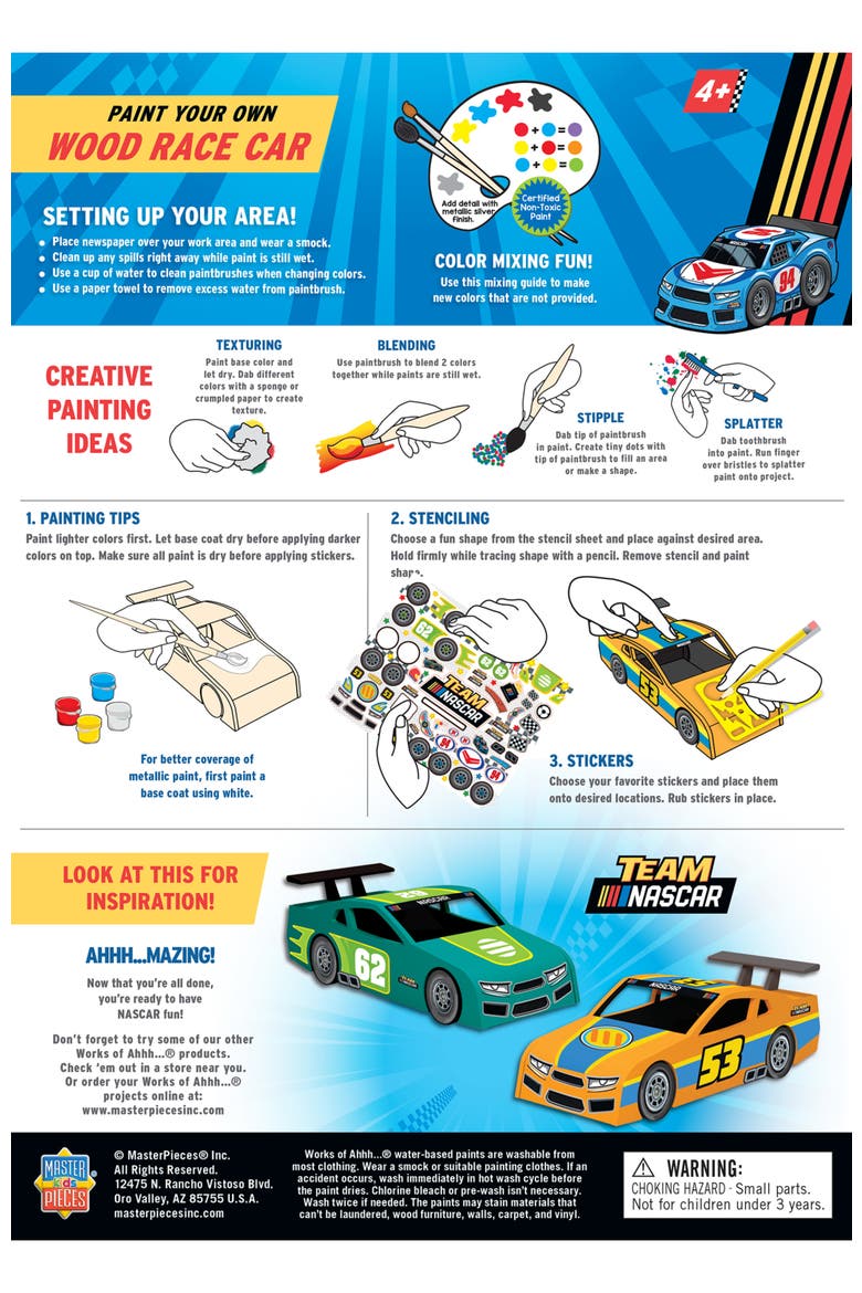 NASCAR - Wood Race Car Craft Set, Alternate, color, Multicolor
