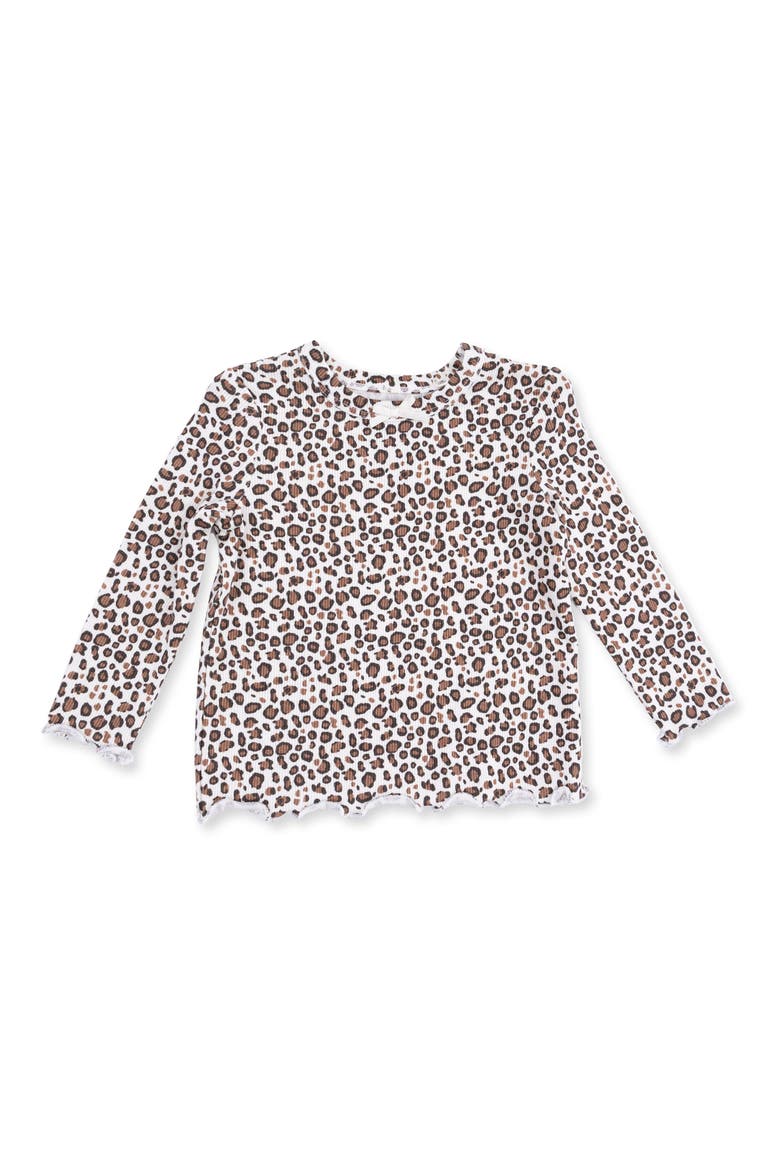 Kids' Leopard Print Rib T-Shirt, Main, color, BEIGE BROWN