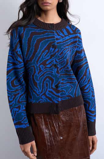 Topshop Animal Pattern Jacquard Cardigan