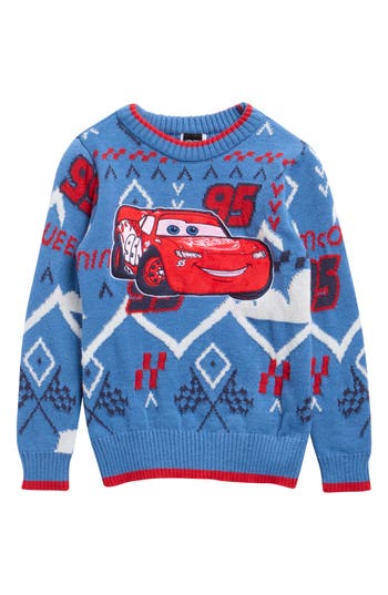 Assorted Kids' Disney Cars Lightning Mcqueen Fair Isle Sweater In Blue