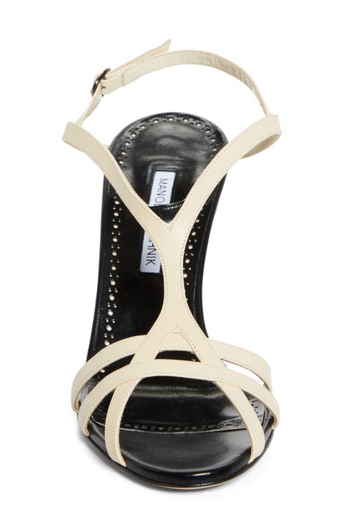 Shop Manolo Blahnik Betgieb Ankle Strap Sandal In Black/light Cream