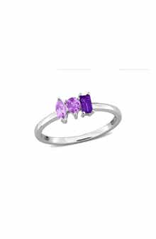 Multi-Shaped Amethyst Rose Gold Plated Ring