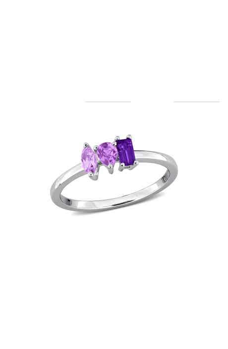 Multi-Shaped Amethyst Rose Gold Plated Ring