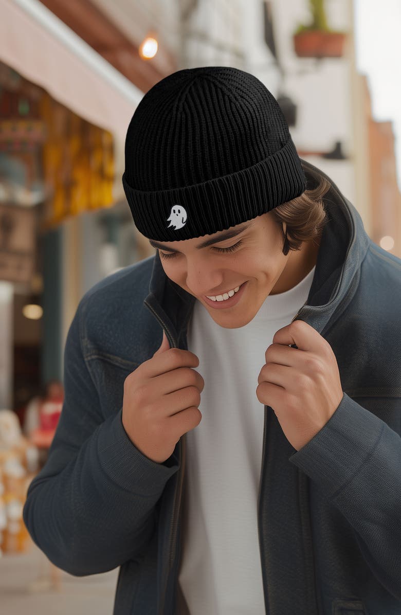 Dalix Ghost Fishermans Beanie Knit Watch Cap, Alternate, color, Black