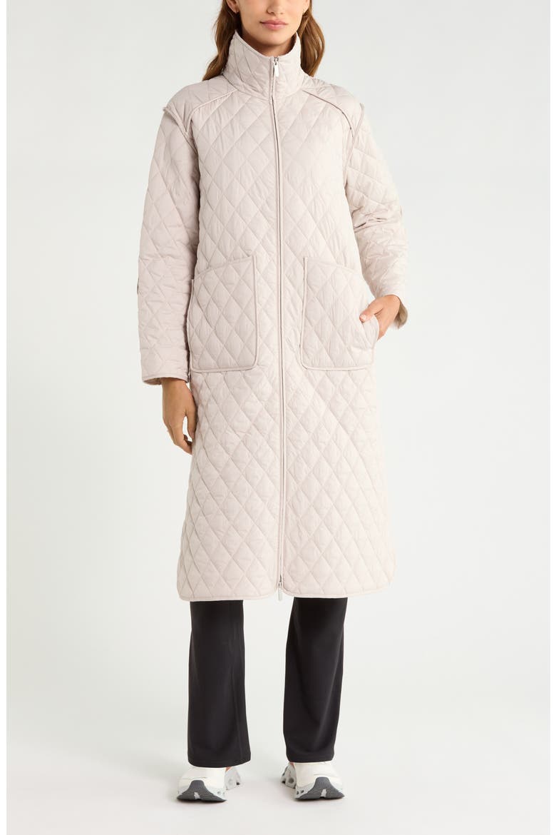 Diamond Quilted Longline Jacket, Alternate, color, GREY PEBBLE