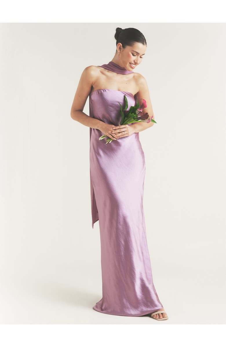 Six Stories Bandeau Satin Bridesmaid Dress, Alternate, color, Orchid